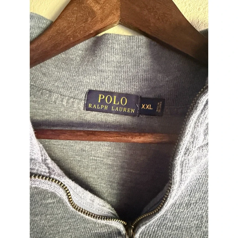 Polo Ralph Lauren Ribbed Sweatshirt Mens 2XL Blue 1/4 Zip‎ Mock Neck Pony Logo